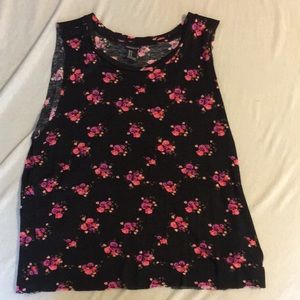 Black tank top with flowers